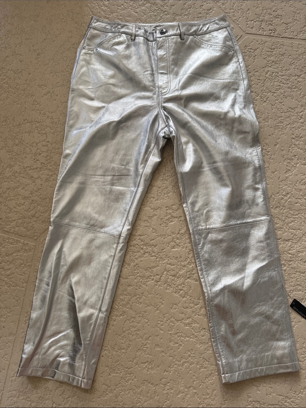 Autograph Silver Metallic Straight-Leg Pants